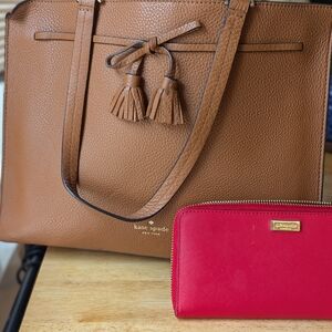 Kate Spade Brown Tote Bag with Tassels